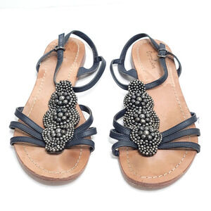 Boden Ankle Strap Gunmetal Bead Sandals Size 41